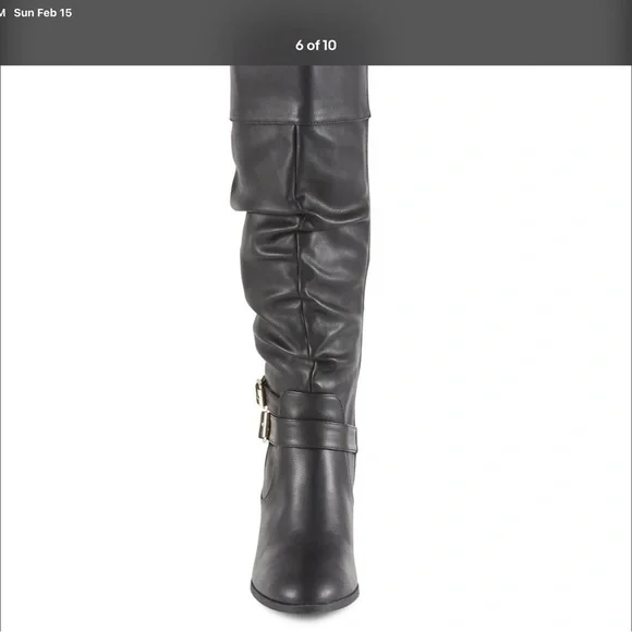 Black Knee-High Man-Made Boots - Picture 3 of 4